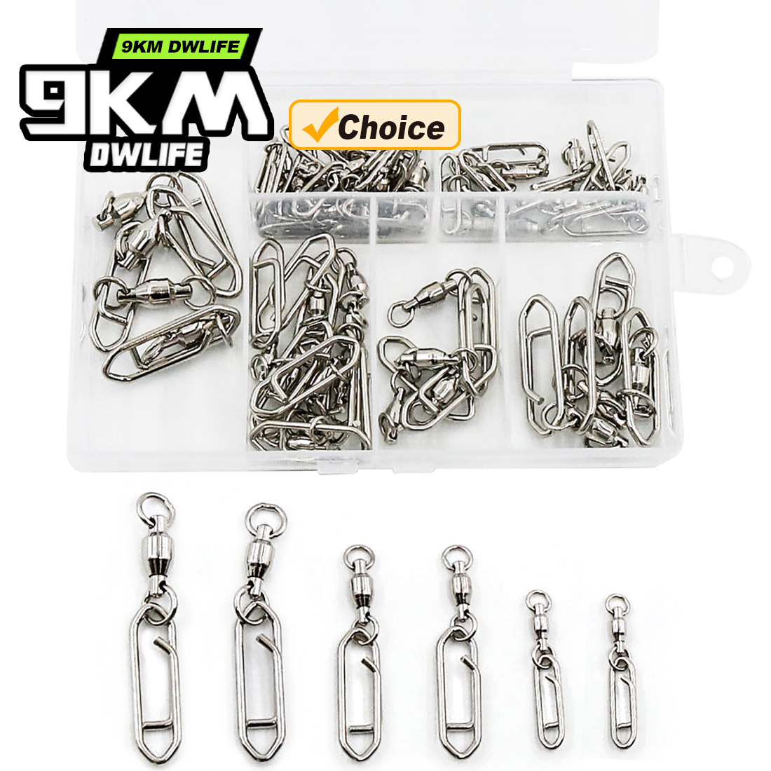 Fishing Lure Kit - 9KM Fishing Swivel Snap Kit 50pcs